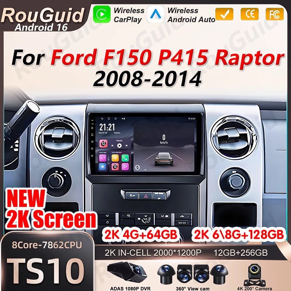 Android Auto Carplay Car Radio For Ford F150 P415 Raptor 2008 2009 2010 2011 2012 2013 201 | AUTOKITSHOP