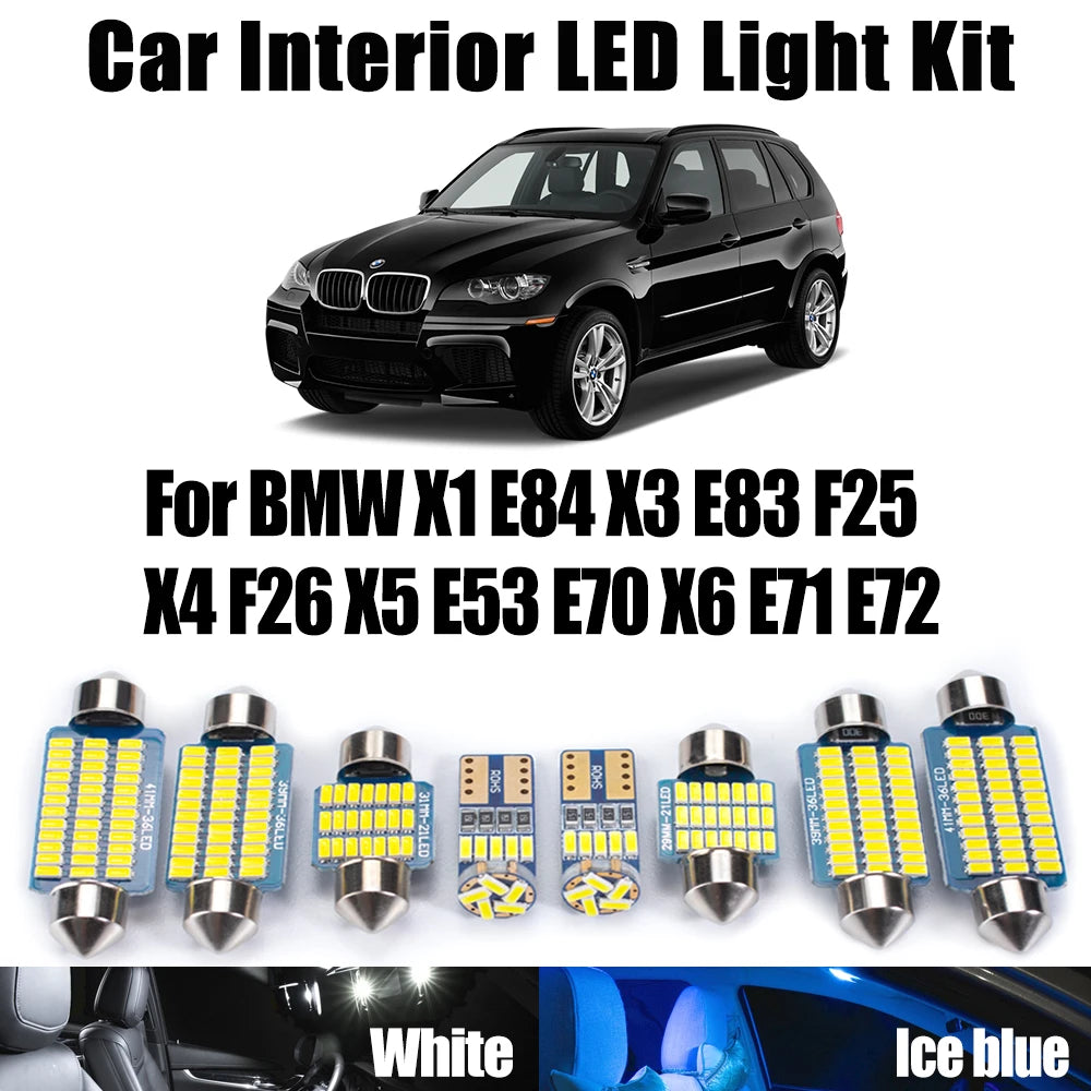 LED Interior Light Kit for BMW X1 E84 X3 E83 F25 X4 F26 X5 E53 E70 X6 E71 E72 Car Accessories LED Interior Reading Fo...