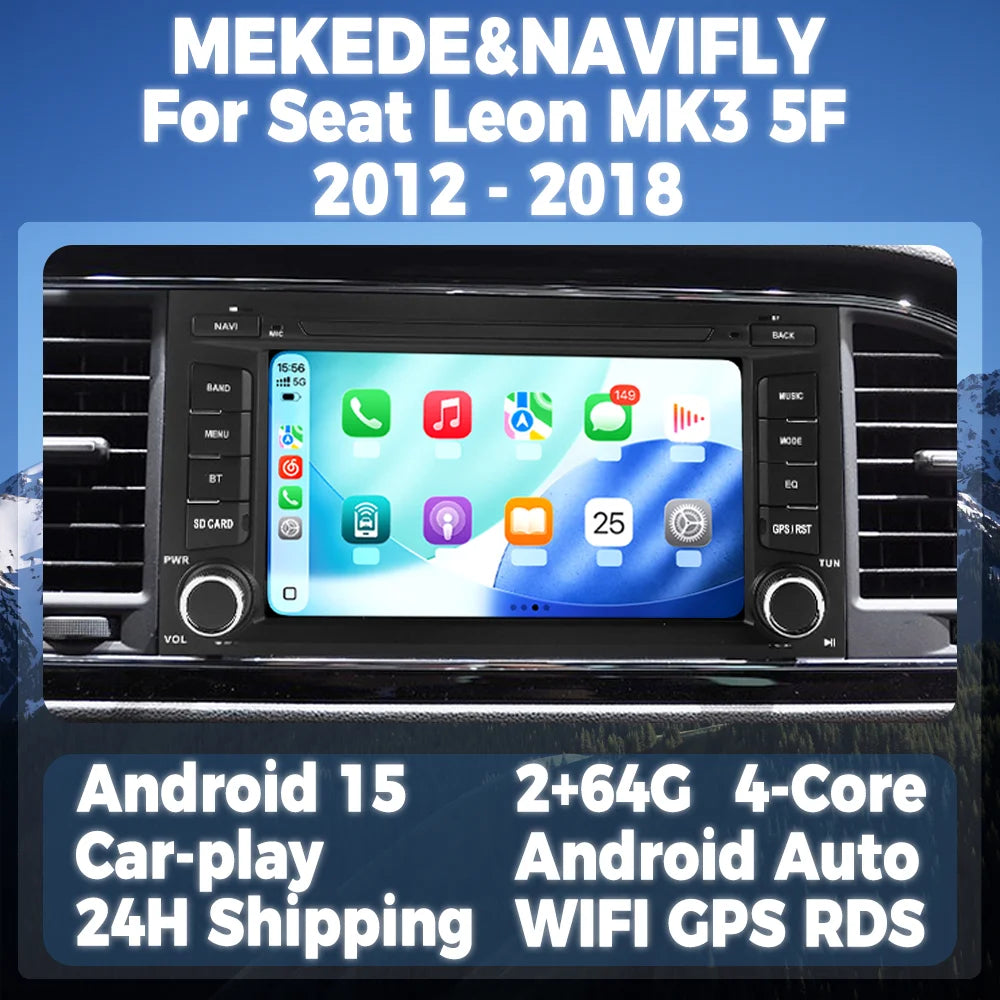 7inch Android 15 Car Radio For Seat Leon MK3 5F 2012-2018 Multimedia Player GPS Intelligen