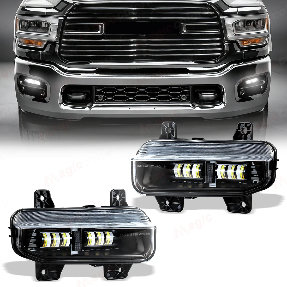 DLAA For Dodge Ram 1500 2019 2020 2021 2022 2023 2024 LED Car Fog Lamps Front Bumper Headl | AUTOKITSHOP