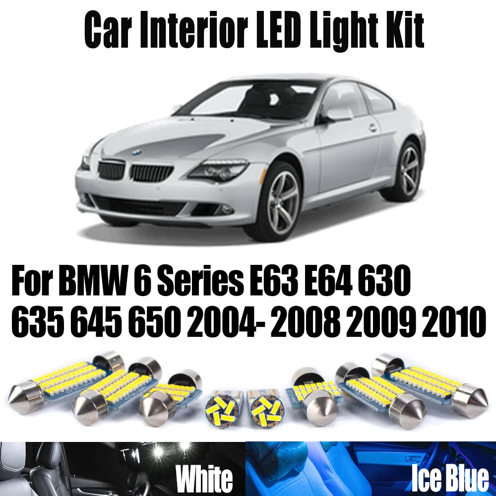 14-Piece LED Interior Light Kit for BMW 6 Series E63 E64 630 635 645 650 2004- 2008 - Canbus Dome Map Door Trunk Bulb...
