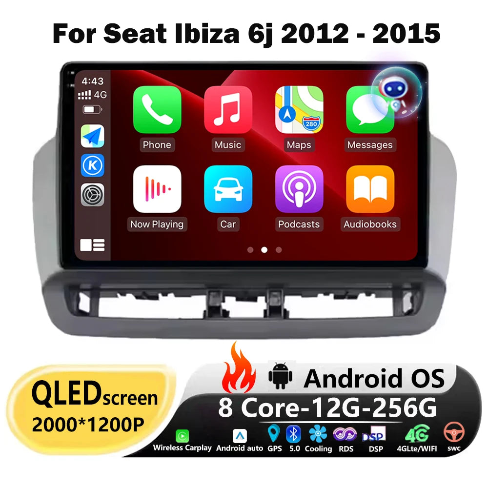 Android 16 Auto For Seat Ibiza 6j 2012 - 2015 Car Radio Multimedia Video Player GPS Naviga