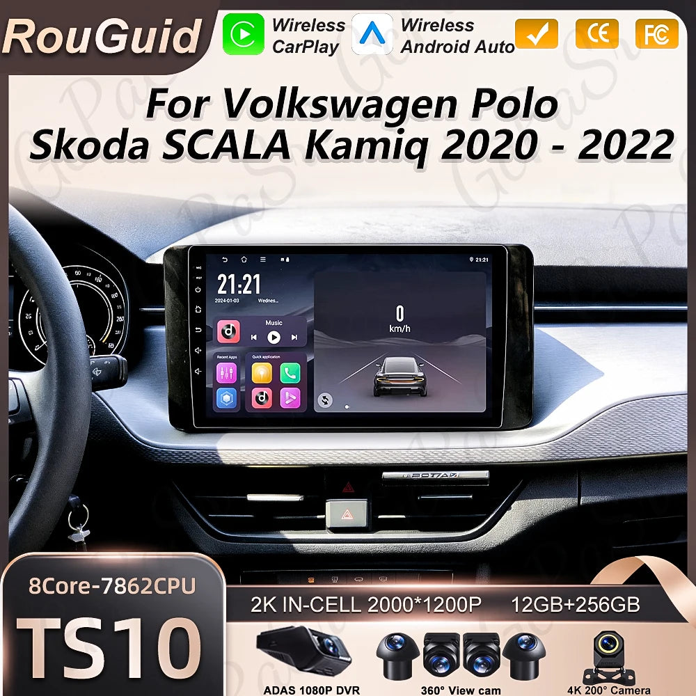 Car Radio Carplay For Volkswagen Polo Mk6 VI 6 Skoda SCALA Kamiq 2020 2021 2022 Auto Multi | AUTOKITSHOP