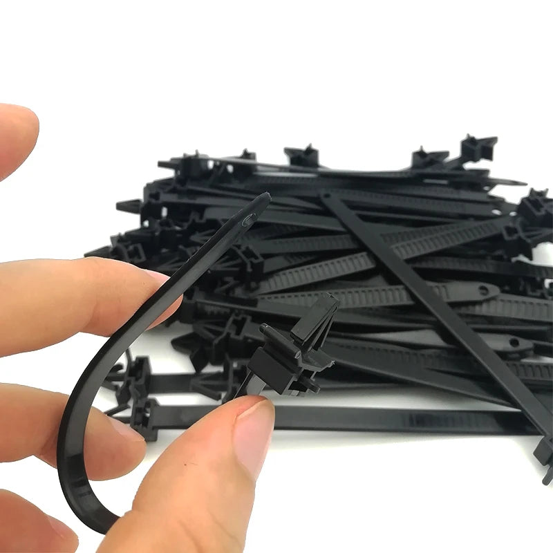 50pcs/lot Car Loom Fastener Mount Clip Releasable Tie Wrap Cable Fastening Zip Strap
