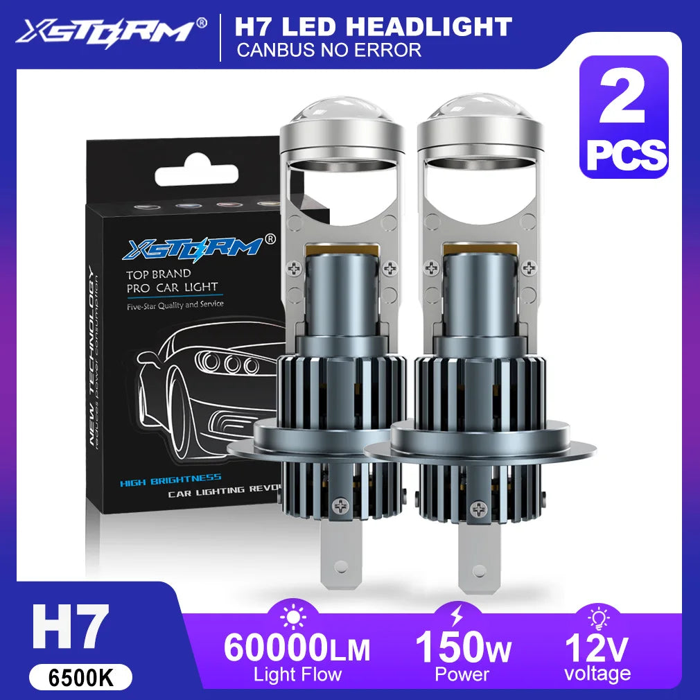 XSTORM H4 LED Projector Lens Headlight 9005 9006 H11 H8 H7 LED Headlight Canbus 60000LM 15