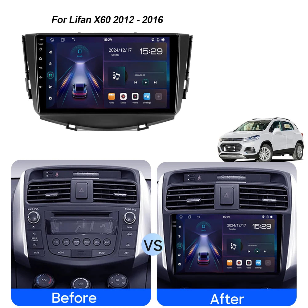 Android 15 WIFI 5G Car Radio For Lifan X60 2012 - 2016 Auto Multimedia Carplay Player Ster