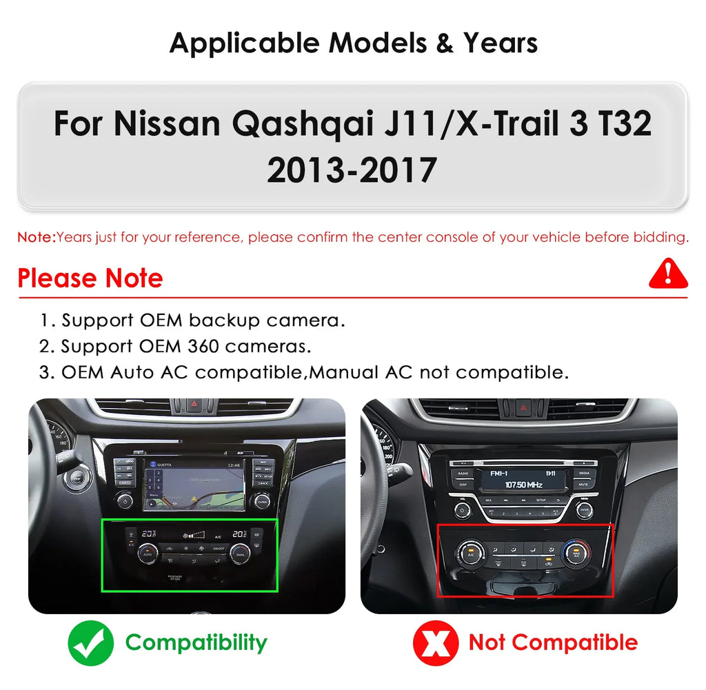 9.7"Carplay Android 14 Autoradio For Nissan Qashqai J11 / X-Trail 3 T32 2013-2017 multimed