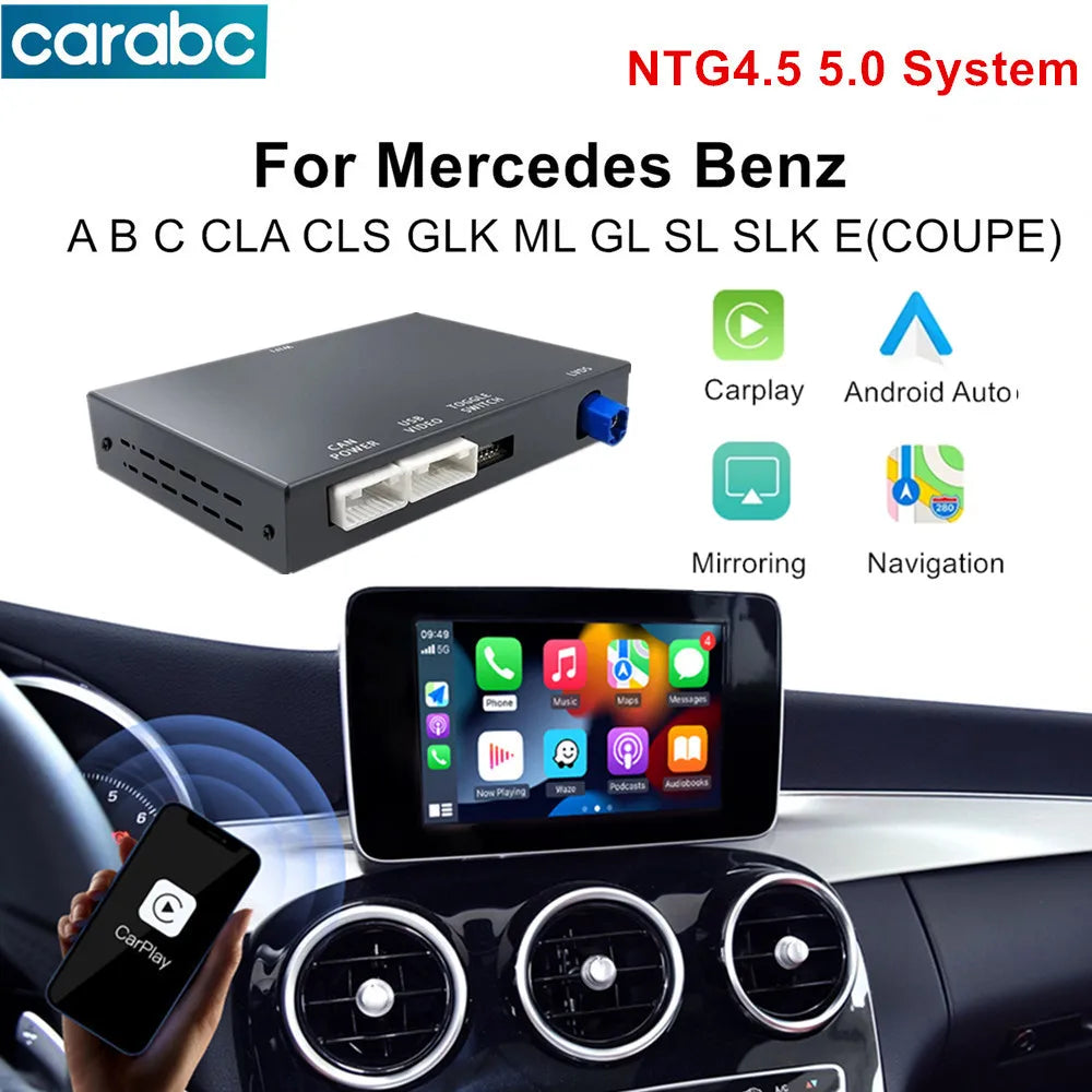 CARABC Wireless CarPlay Adapter Android Auto For Mercedes Benz NTG4.5 4.7 5.0 System A B C