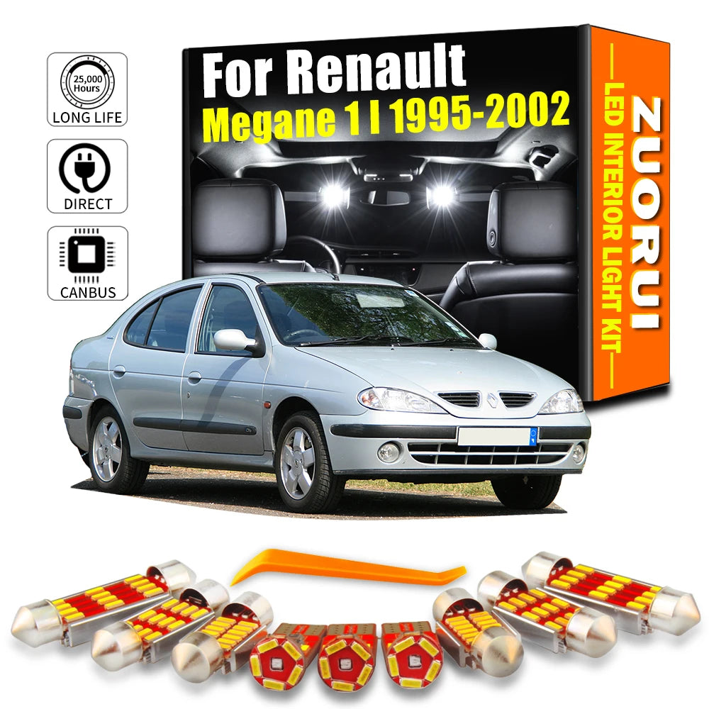 10-Piece LED Interior Light Kit for Renault Megane 1 I MK1 - Canbus Error-Free Bulbs | AUTOKITSHOP