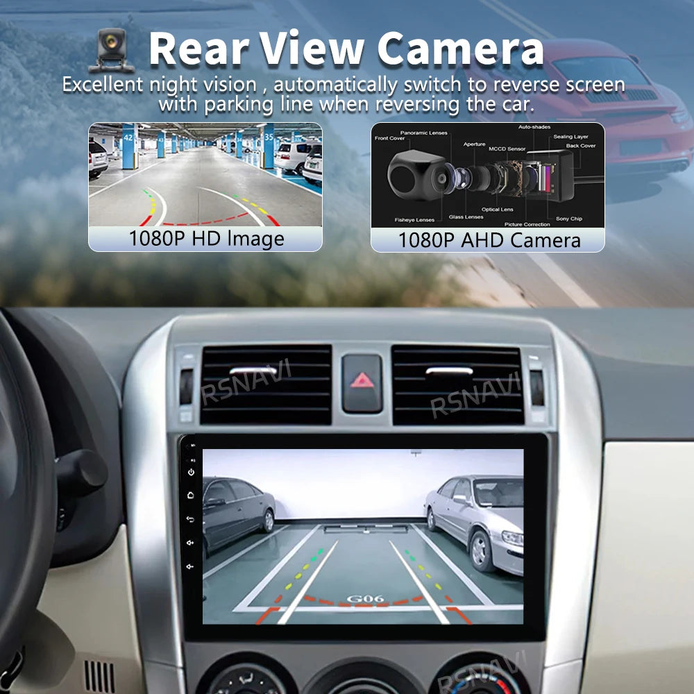 Android 16 For Toyota Corolla 10 E140 E150 2006 -2013 2K QLED Android Car Radio Multimedia
