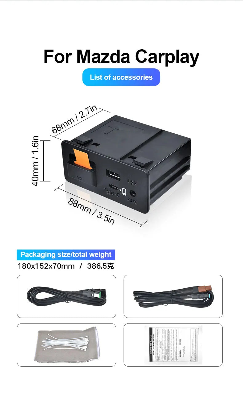Type-c Fast Carplay Android AUTO Wireless Connected Watch YouTube Netflix Videos For Mazda