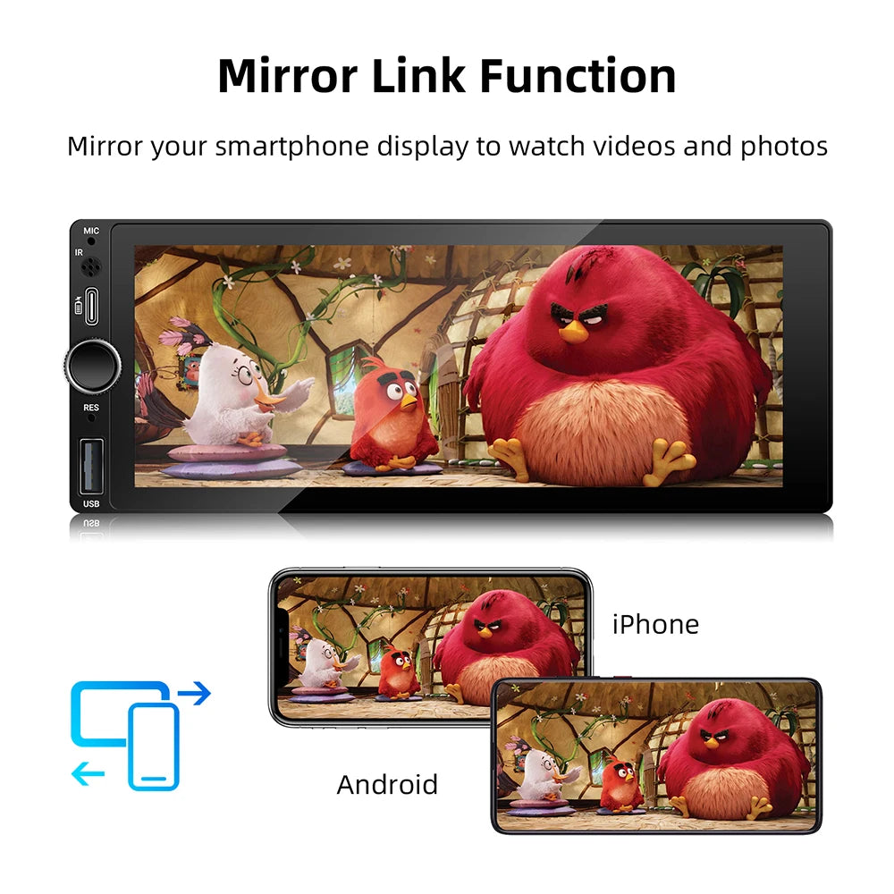 IPS 6.9 Inch 1Din Wired Carplay Android Auto Car Radio Multimedia Video MP5 Player Touch S | AUTOKITSHOP