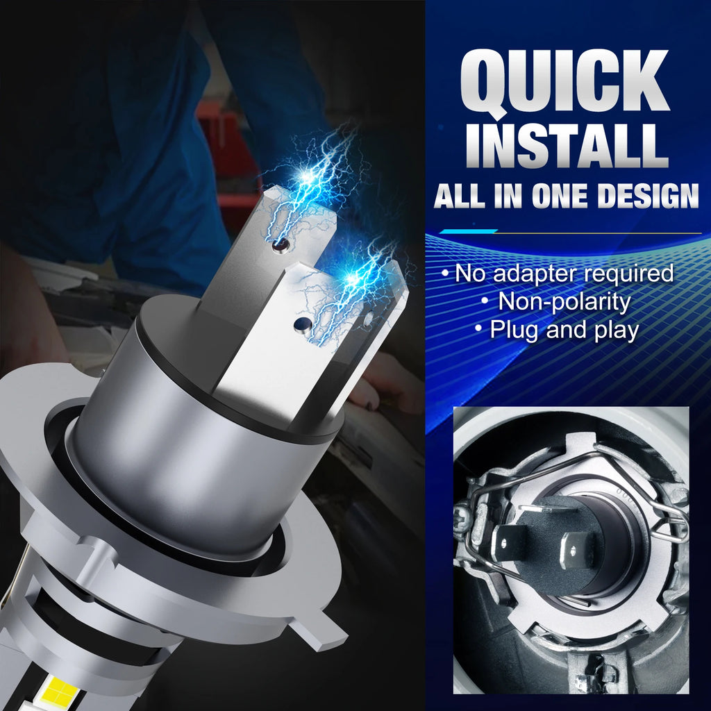 H4 Car LED Headlight Bulb CSP Fan With Canbus High & Low Beam Car Light Turbo Led Diode La