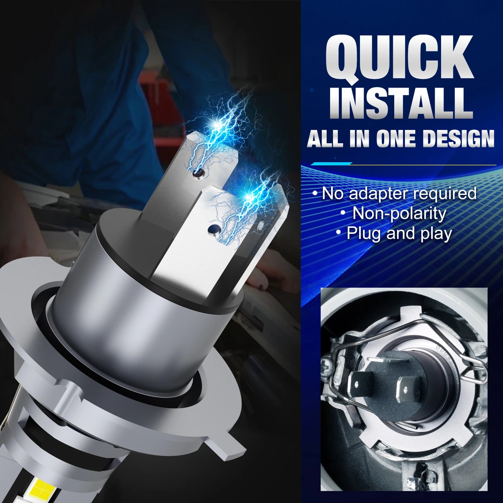 H4 Car LED Headlight Bulb 9003 Fan With Canbus High & Low Beam HB2 Auto Light Turbo Led Di