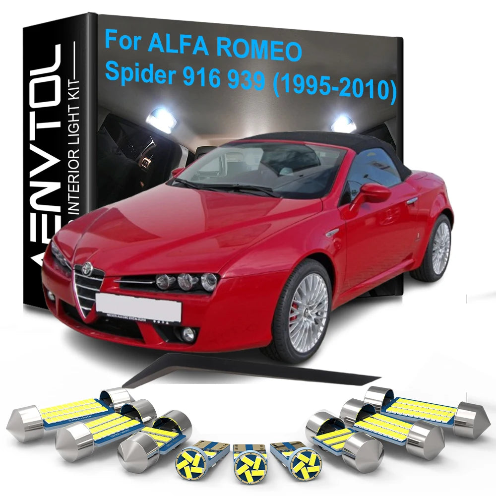 LED Interior Light Kit for Alfa Romeo Spider 916 939 1995-2010 - Canbus Dome Map Door Trunk Bulbs | AUTOKITSHOP