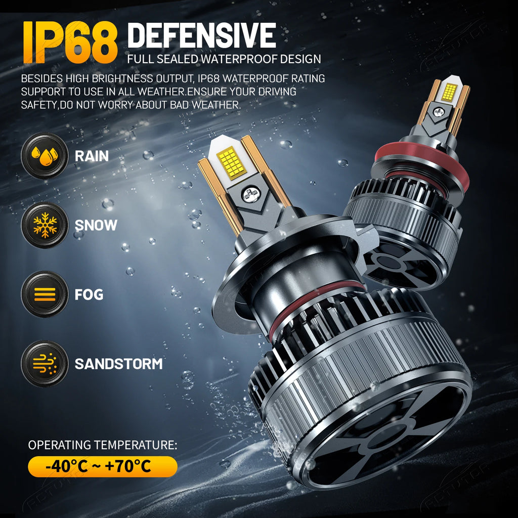 ACTVTCA 6000k H7 LED Headlight Bulbs 3600000LM H1 H4 H11 9005 9006 Super Bright 6 Copper T