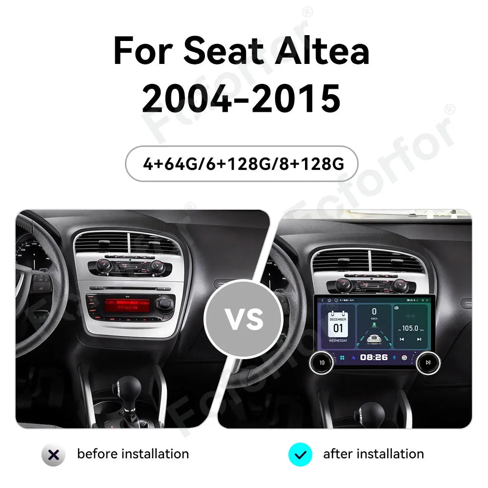 High End Upgrade 11.5 Inch Android 15 HD Touch Wireless CarPlay For Seat Altea 2004-2015 A