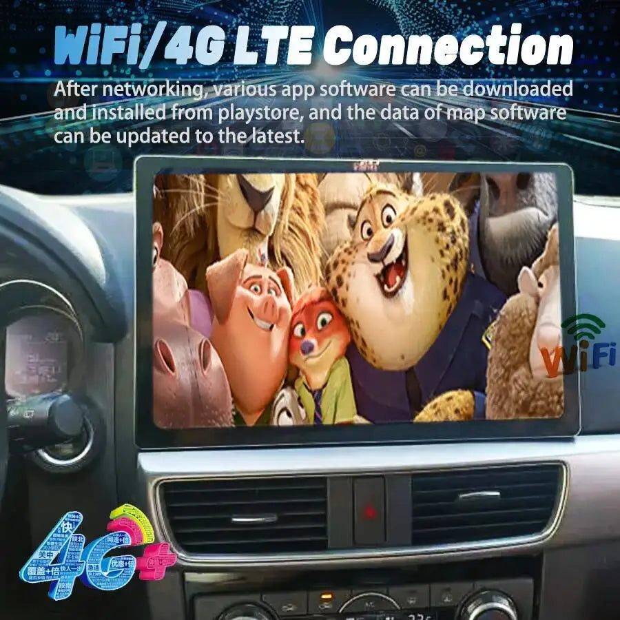13.3inch WIFI+4G Bluetooth 2DIN DSP Stereo For Mazda Cx5 Cx-5 Android 15 Carplay Auto Mult