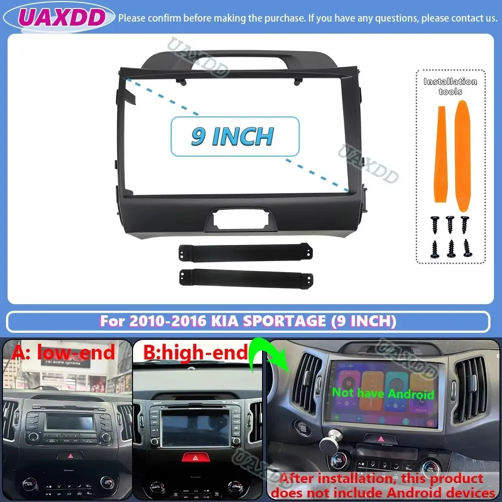 For 2010-2016 KIA SPORTAGE 9INCH 2 Din Car stereo radio Android frame panel fascia cable v