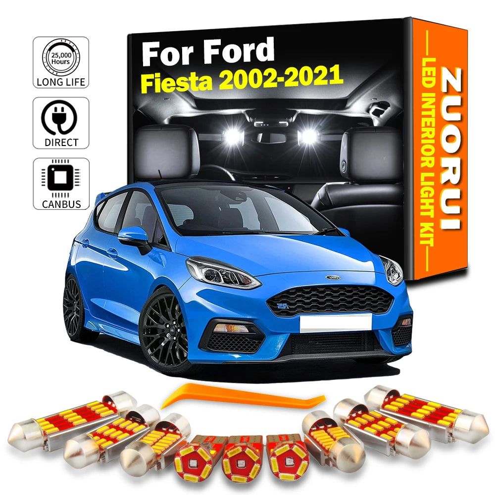 LED Interior Light Kit for Ford Fiesta MK6 MK7 MK8 2002- 2014 - Canbus Dome Map Door Trunk Bulbs | AUTOKITSHOP