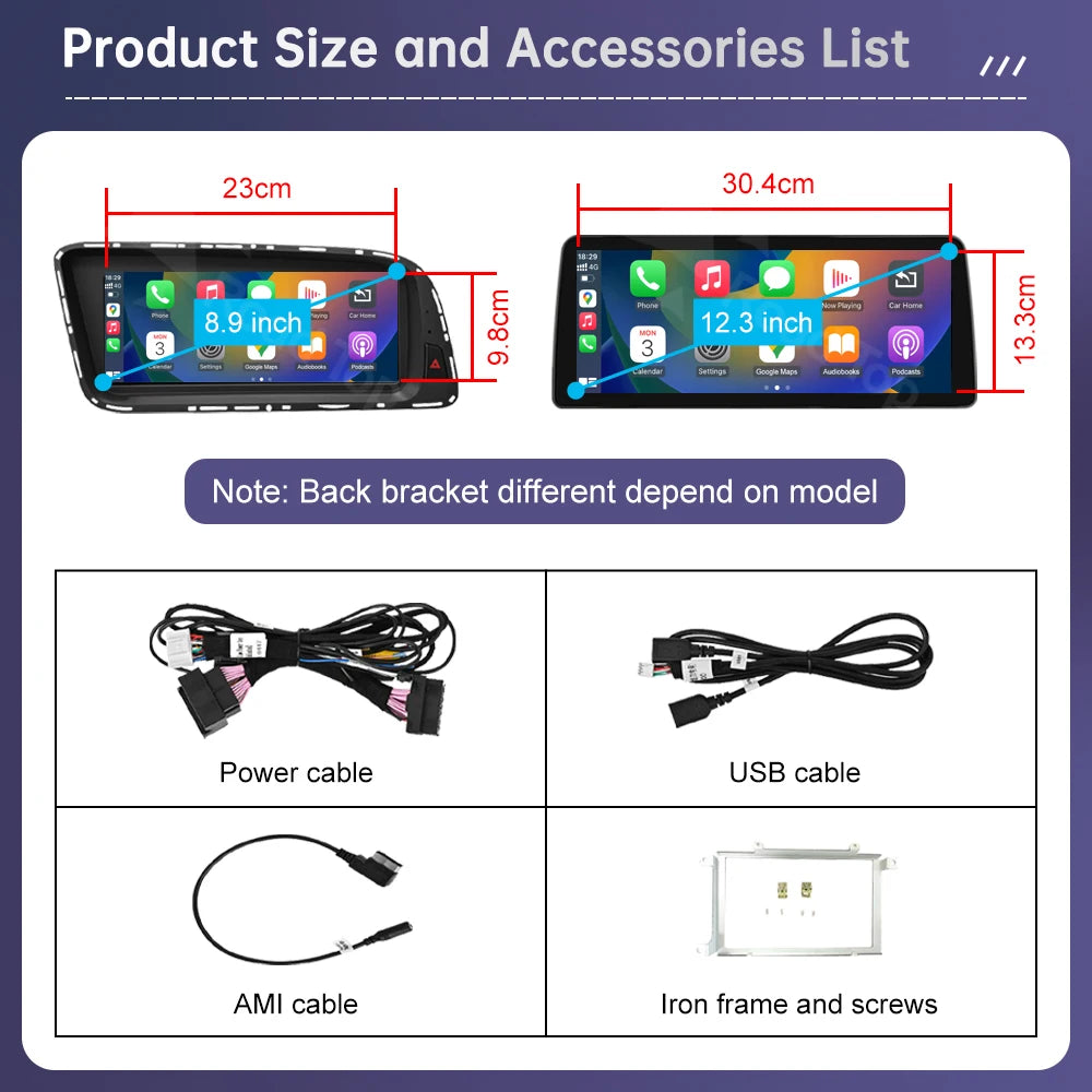 8.8/12.3" Linux Car Radio Multimedia Screen For Audi Q5 2009-2017 with Wireless CarPlay An | AUTOKITSHOP