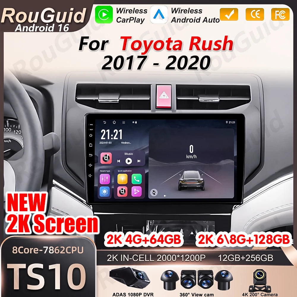 Android 16 Auto Car Radio For Toyota Rush 2017 2018 2019 2020 Video Multimedia Player 2k T | AUTOKITSHOP