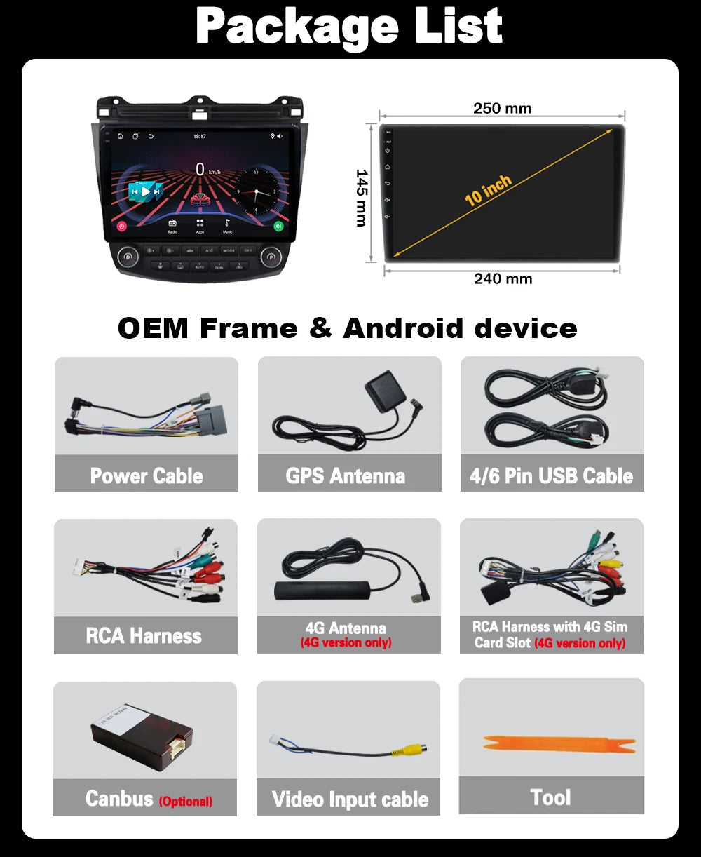 Android 16 For Honda Accord 7 CM 2003 - 2007 high-performance CPU 5G wifi BT Car radio ste