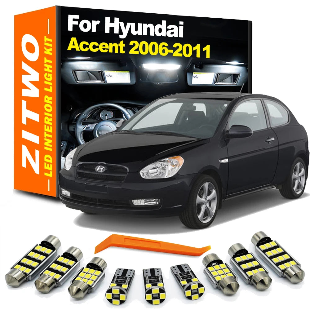 ZITWO 10Pcs LED Interior Light License Plate Lamp Kit For Hyundai Accent MK3 3 III MC 2006 2007 2008 2009 2010 2011 Car LED Bulb