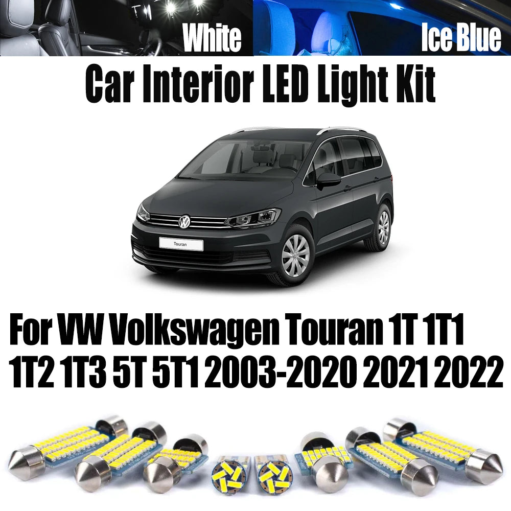 LED Interior Light Kit for VW Volkswagen Touran 1T 1T1 1T2 1T3 5T 5T1 2003- 2020 - Canbus Dome Map Door Trunk Bulbs |...