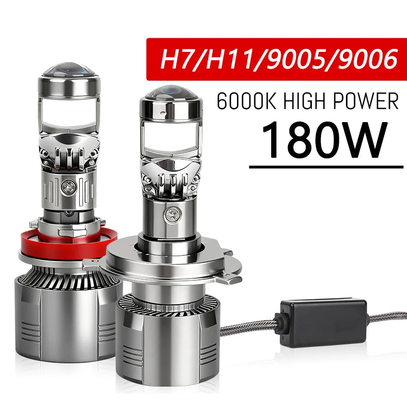 LHD H7 H11 LED Projector Lens Headlight H11 HB3 HB4 9005 9006 Mini Projector Lights 6000K