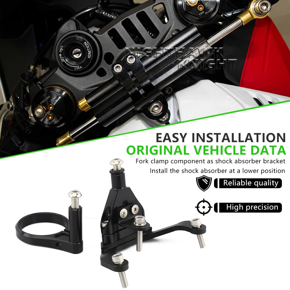 R9 Steering Damper Motorcycle CNC Stabilize Dampers Bracket Mounting Damping Kit For Yamaha YZF- - Automotive LED Light