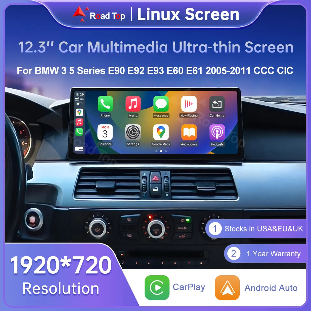 12.3Inch Ultra Thin Touch Screen For BMW 3 Series E90/E91/E92/E93 5 Series E60 E61 E63 CCC