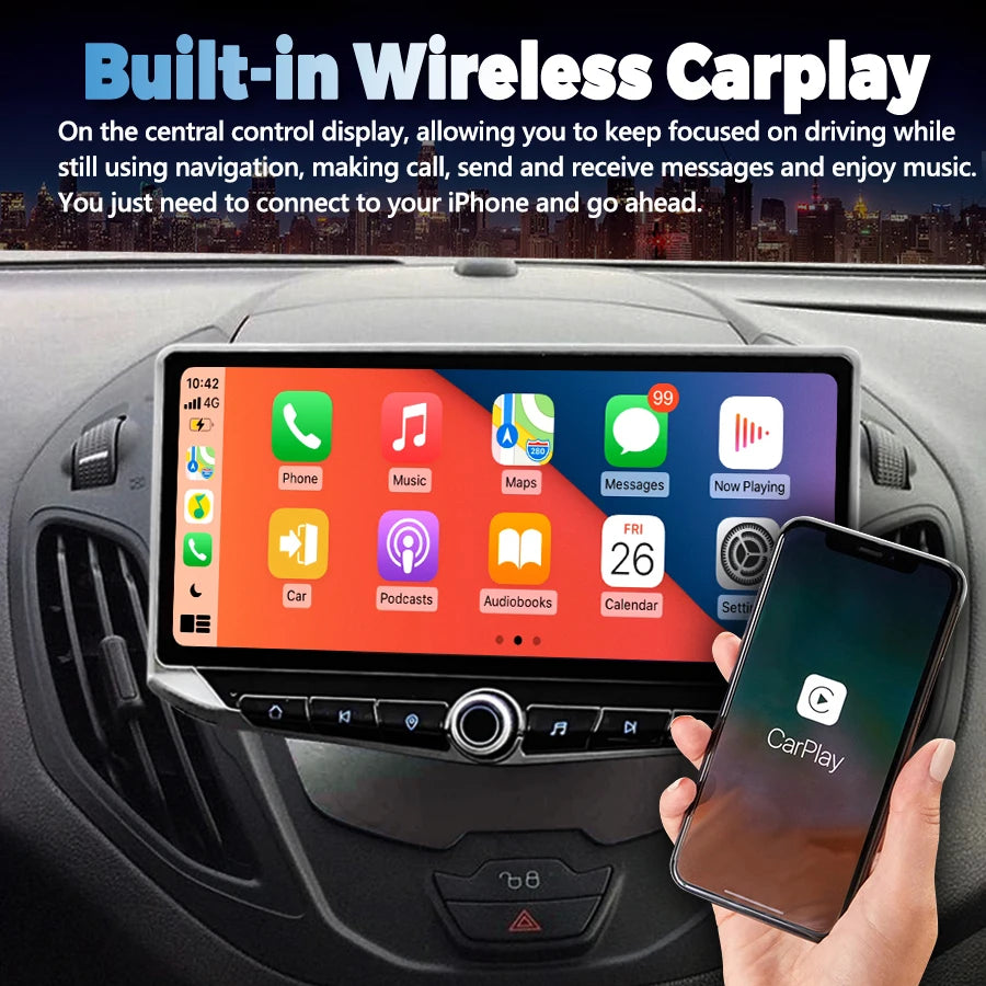 10.88inch Android 15 Car Multimedia Player For Ford B-MAX Transit Courier Tourneo 2012-201
