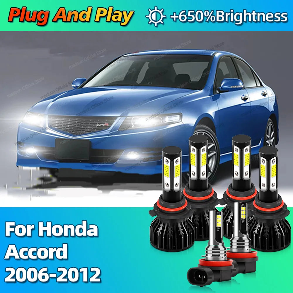 2/6Pcs 180W Car Headlight HB3 HB4 Auto LED Lamp Fog Light Bulb H8 6000K For Honda Accord 2
