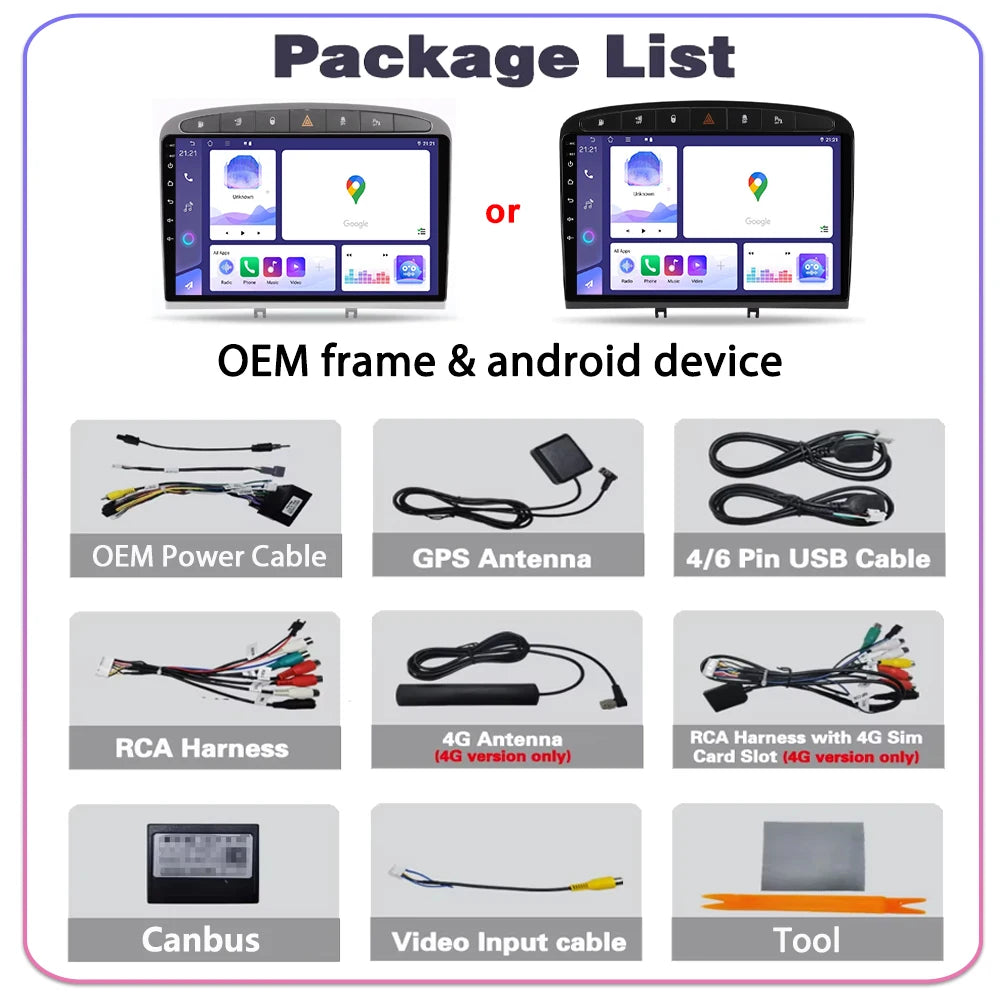 Android 16 Car Radio Carplay For Peugeot 408 For Peugeot 308 308SW 2007 2008 - 2020 Head U