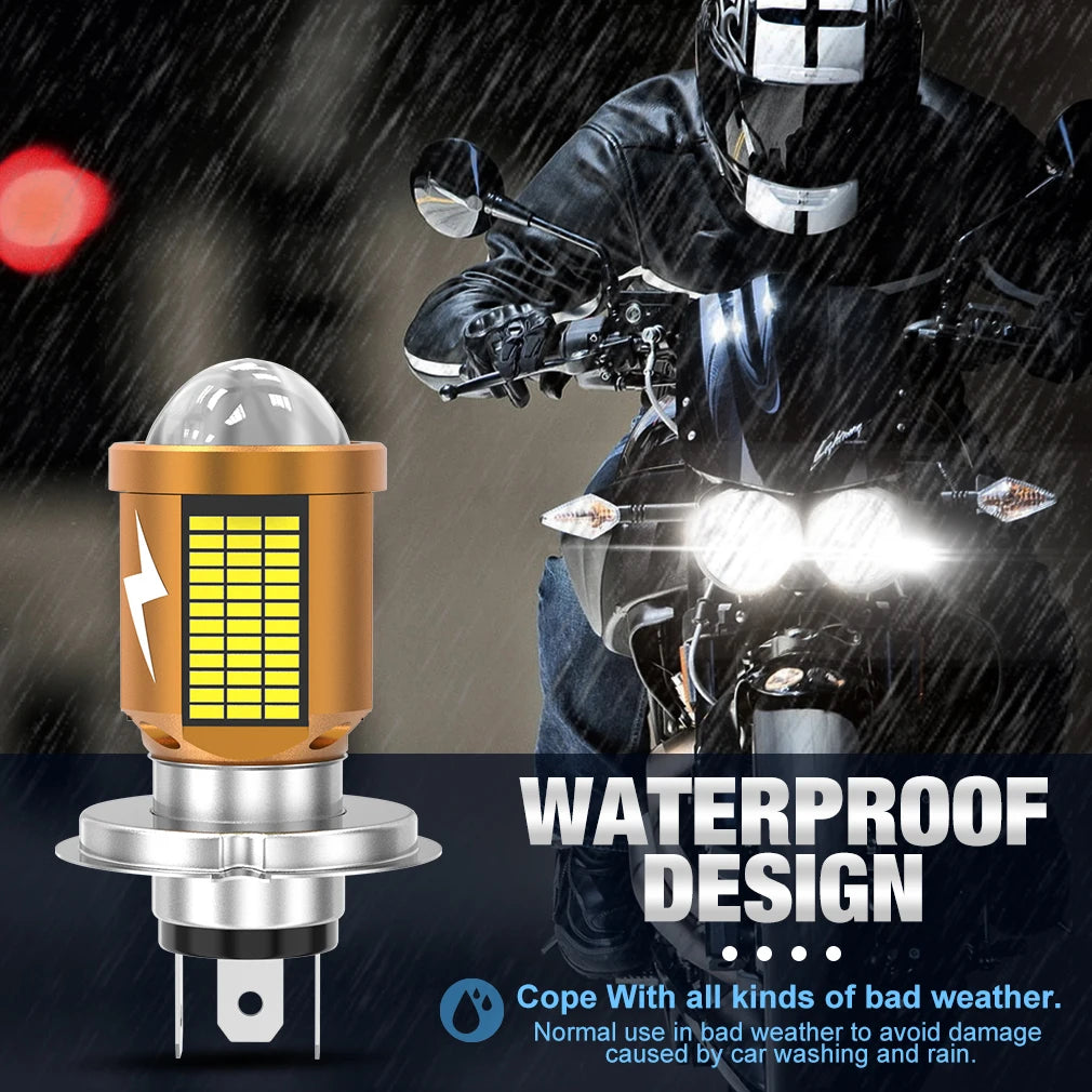 H4 LED Motorcycle Headlight Bulb 12V 50W LED Light BA20D 4014+3570 CSP High Low Beam Moto