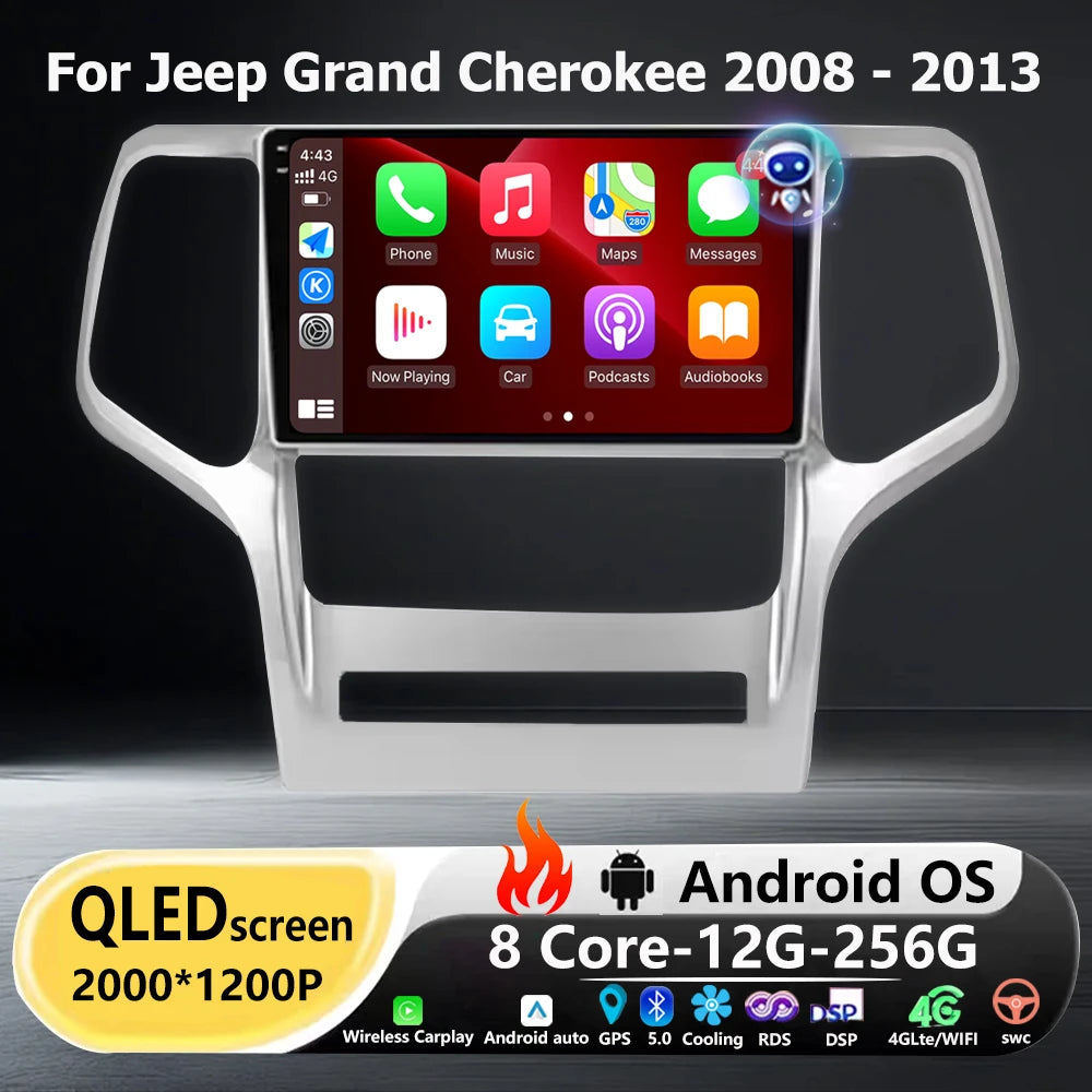 9 Inch For Jeep Grand Cherokee 2008-2013 Android 16 Auto Carplay Car Radio Multimedia Vide