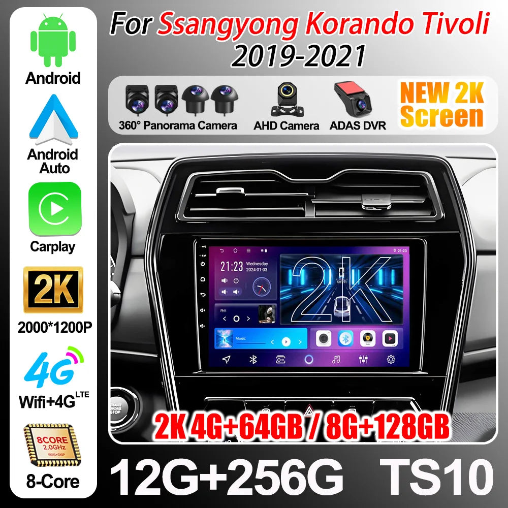 Stereo Head UnitCar Radio For Ssangyong Korando Tivoli 2019 2020 -2021 Android 16 Multimed | AUTOKITSHOP