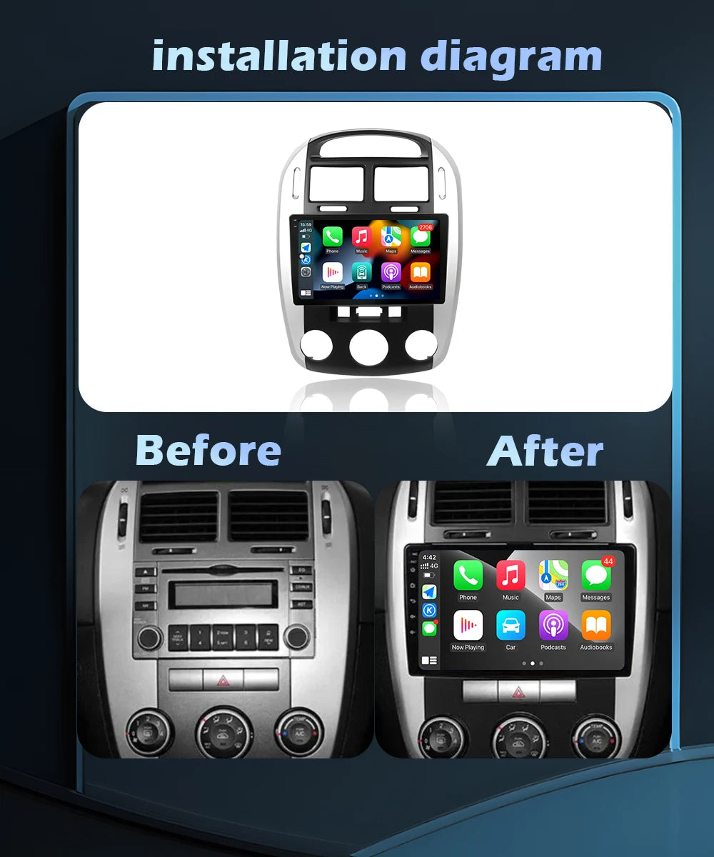 9" Wireless CarPlay Navigation GPS For Kia Cerato 1 LD 2004 - 2008 Car Radio Multimedia Pl