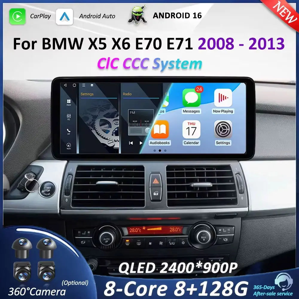 Car Radio Multimedia Player 12.3'' Android 16 for BMW X5 X6 E70 E71 2008 - 2013 ClC/CCC Sy