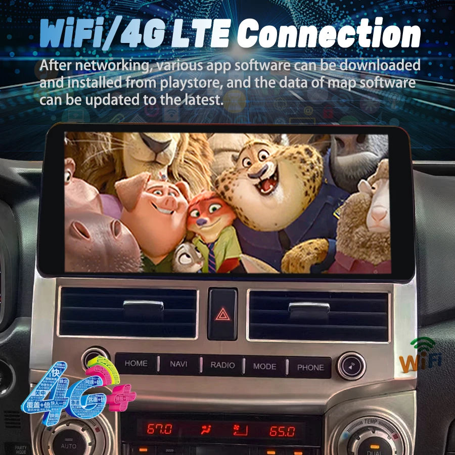 12.3inch Qled Screen For TOYOTA 4Runner 2010 2009-2022 Android Video Player Radio Car Mult