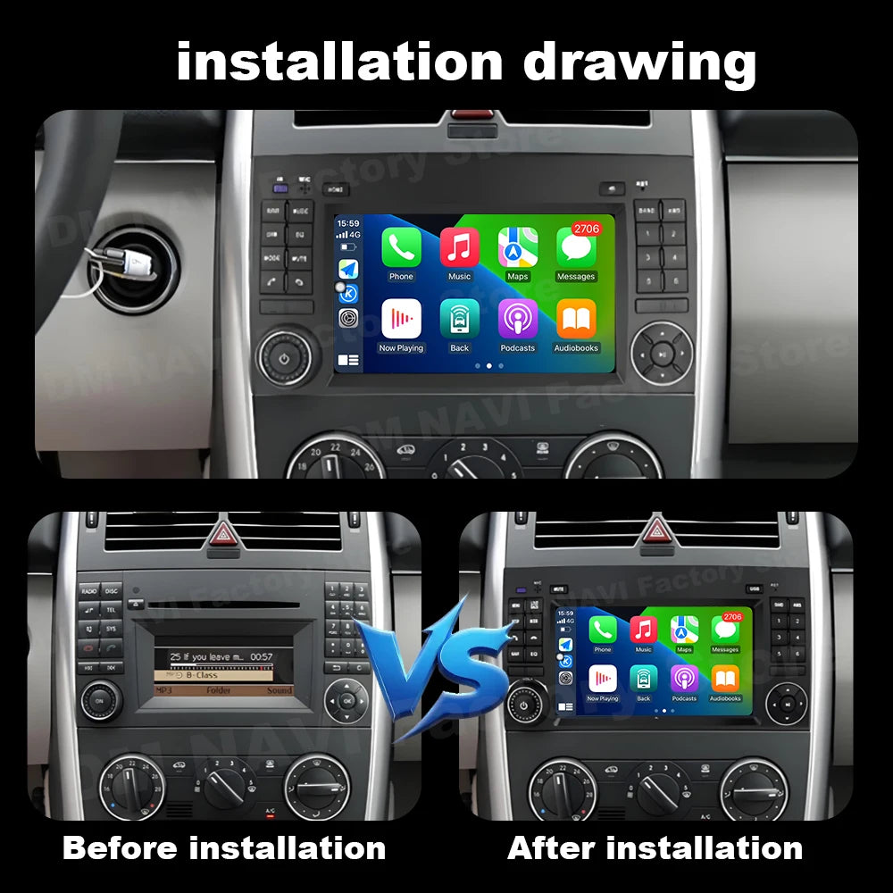 Carplay Android Auto for Mercedes Benz B200 Vito W639 Viano B-Class W169 W245 Car Radio Mu