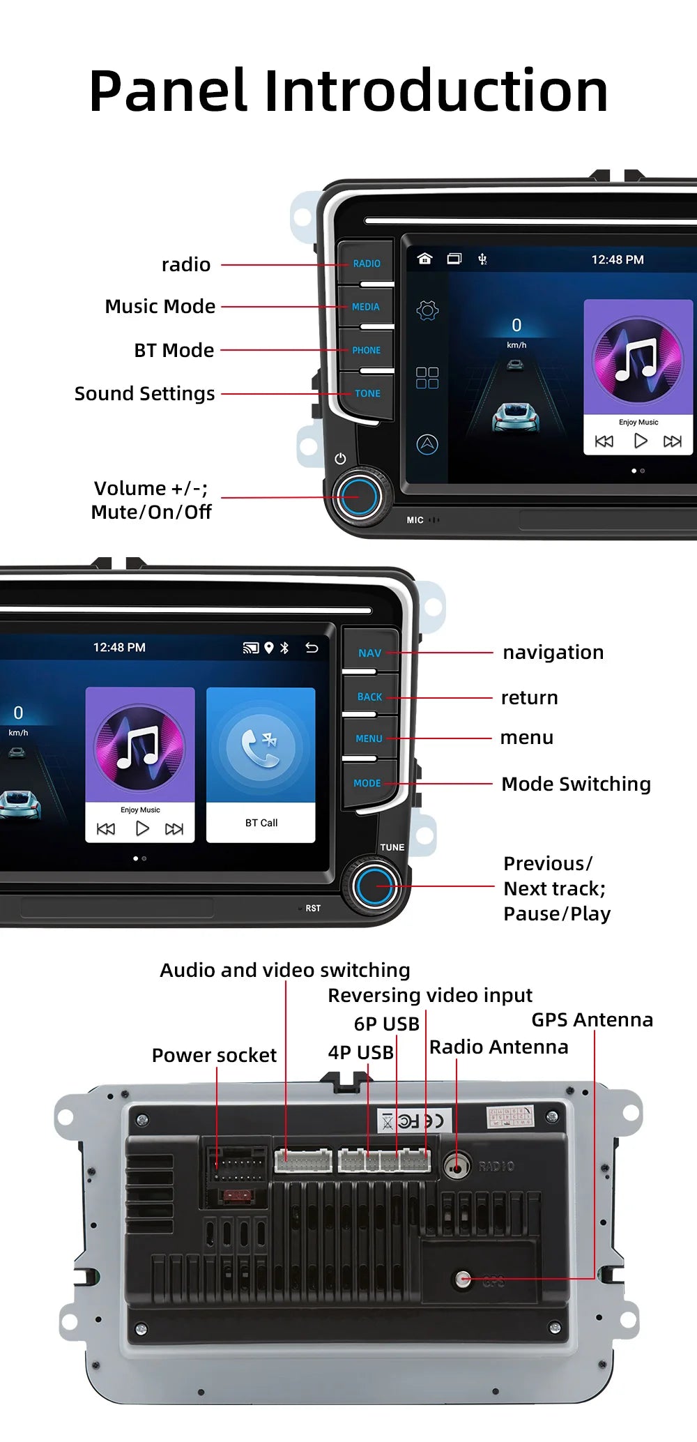 BQCC 7" Android 13 Octa Core Car Player Mirrorlink Carplay WIFI GRS For Volkswagen VW CC Passat B7 Polo Golf 5 6 Jetta mk5 mk6