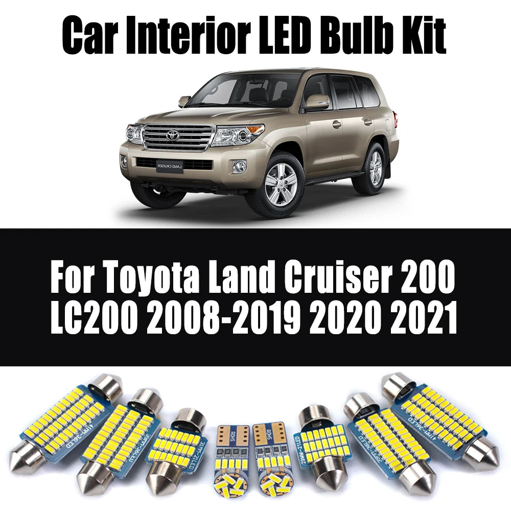 16-Piece LED Interior Light Kit for Toyota Land Cruiser 200 LC200 2008 - 2020 - Canbus Dome Map Door Trunk Bulbs | AU...
