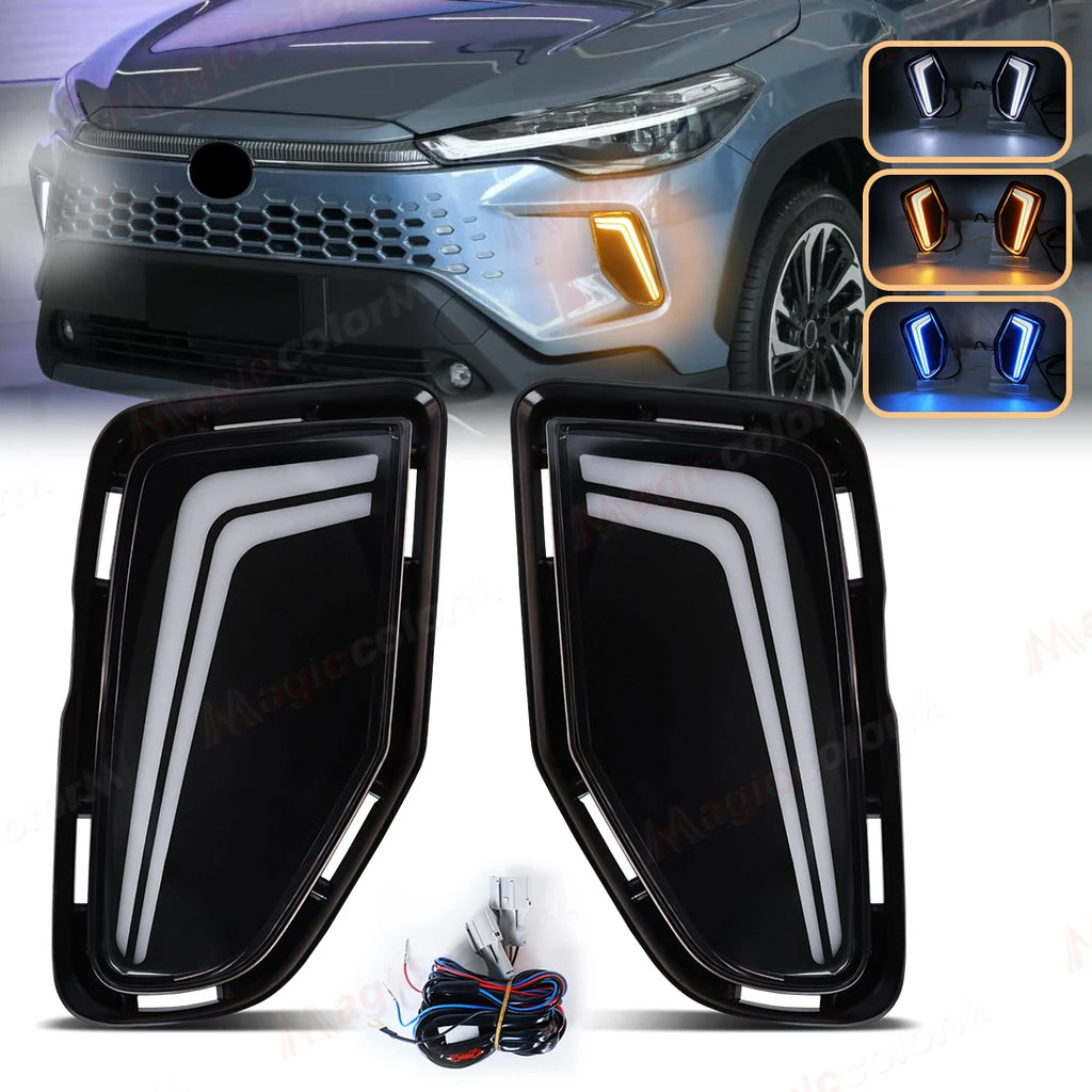 DRL For Toyota Corolla Cross 2024 2025 LED Daytime Running Lights Turn Signal Fog Lamps Fr | AUTOKITSHOP