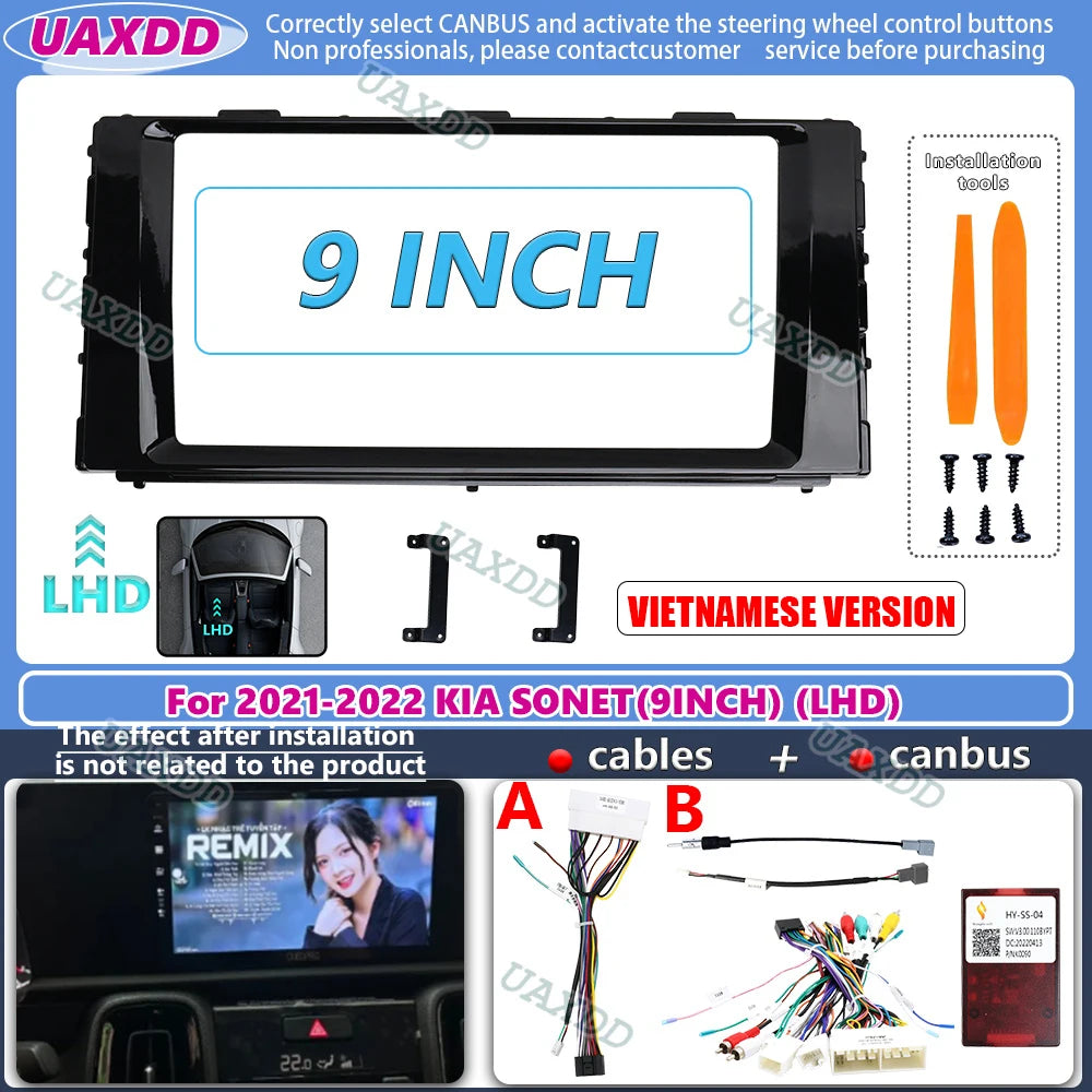 For 2021-2022 KIA SONET 9INCH LHD VIETNAMESE VERSION 2 Din Car radio Android frame fascia