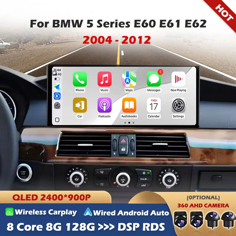 For BMW 5 Series E60 E61 E62 2005-2008 Carplay Auto Android 15 CCC CIC System Car Radio Mu