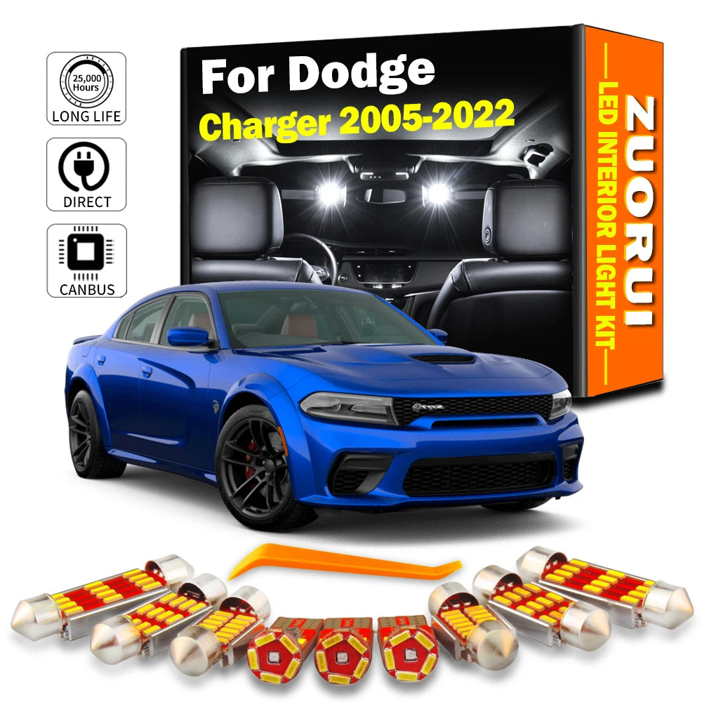 Dodge Charger LED Interior Lights Kit 2005-2022 - Canbus Error-Free Dome Map Trunk Bulbs