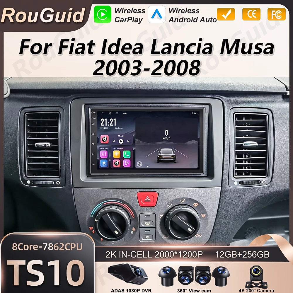 Android 16 Auto Car Radio For Fiat Idea Lancia Musa 2003 2004 2005 2006 2007 2008 Wireless | AUTOKITSHOP
