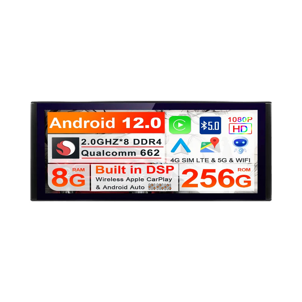 Carplay Qualcomm Android 13 256GB For Audi Q5 B9 2016-2021 Car GPS Navigation Multimedia P